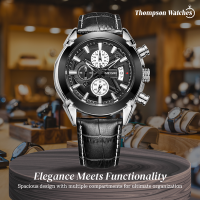 Jaxon | Sophisticated Leather Finish Bold Chronograph Watch