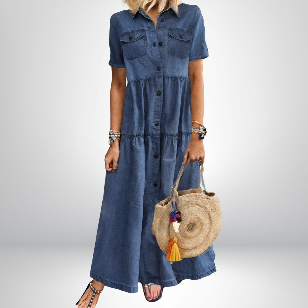 Sofia® | Soft Denim Dress with Buttons