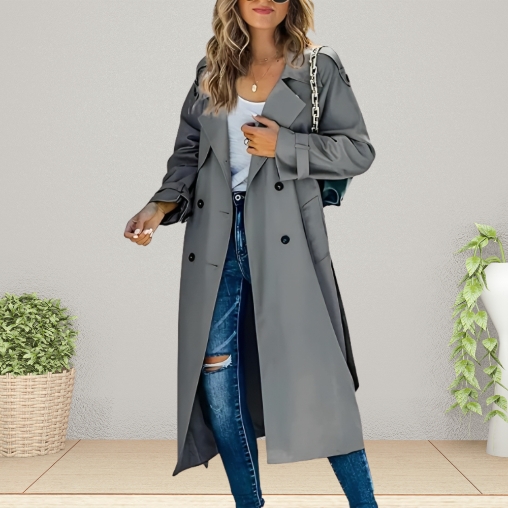 Charlie | Women’s Stylish Double-Breasted Long Trench Coat