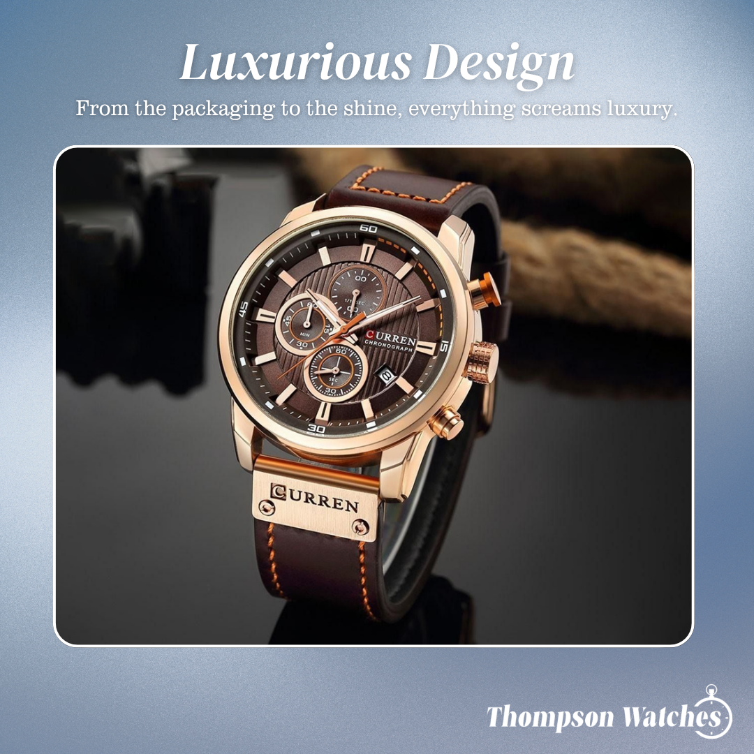 Jacob | Stylish Men’s Chronograph Watch with Brown Leather Strap | 47mm