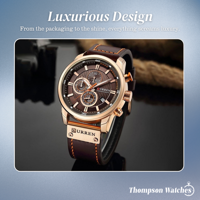 Jacob | Stylish Men’s Chronograph Watch with Brown Leather Strap | 47mm