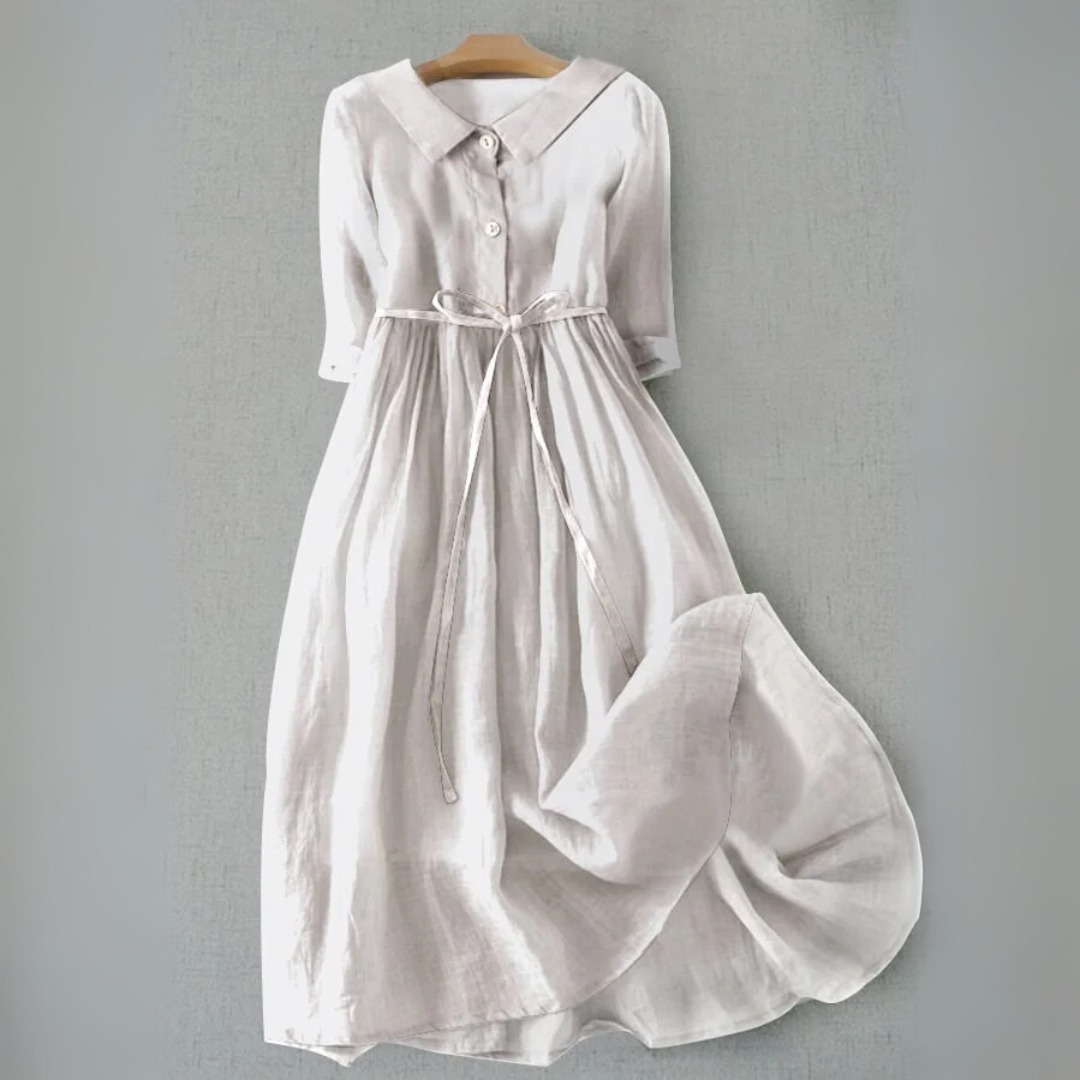 Lux - Elegant Short Sleeve Dress with Waist Ties