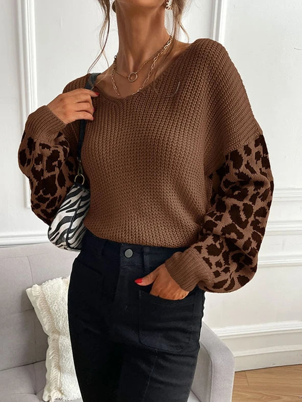 Leopard Drape Knit Sweater