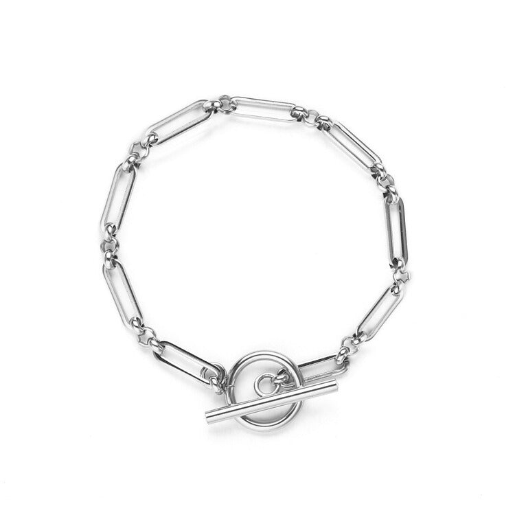 Link T-Bar Bracelet | White Gold 16k