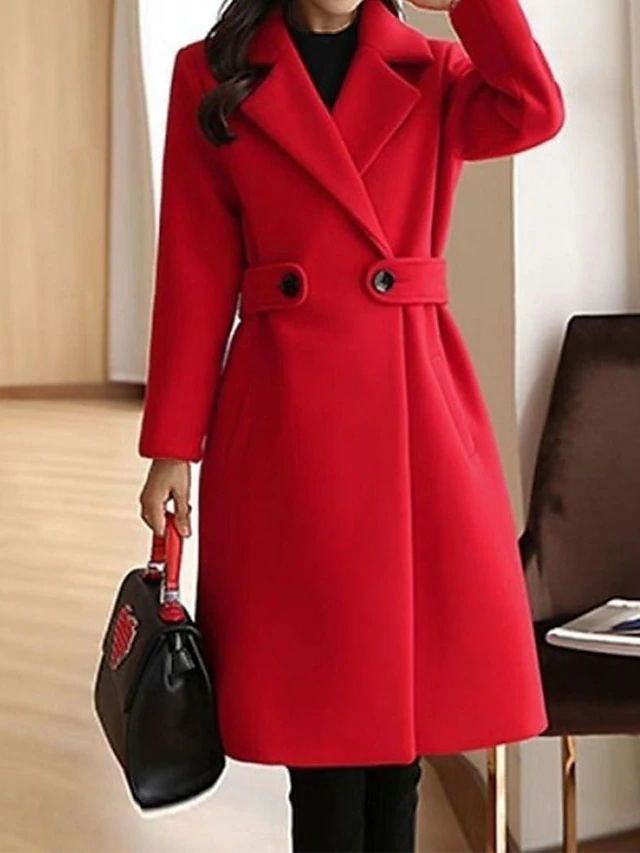 Avencea - Slim Winter Wool Coat with Belt