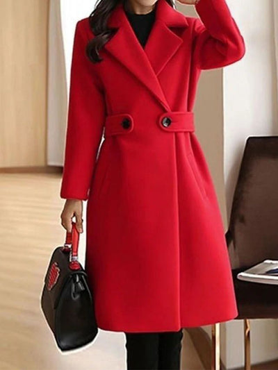 Avencea - Slim Winter Wool Coat with Belt