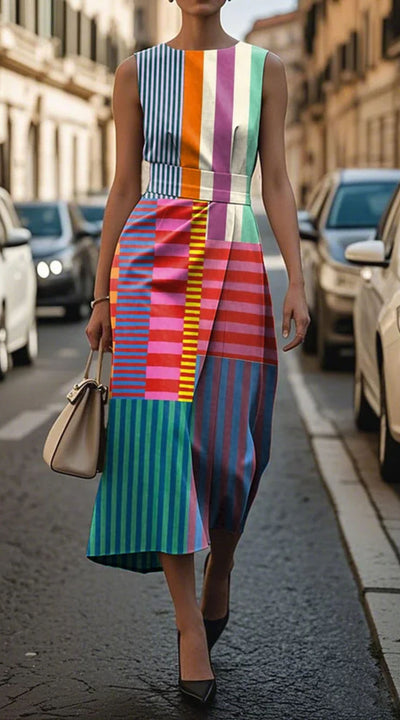 Celeste | Colorblock Elegance Midi Dress