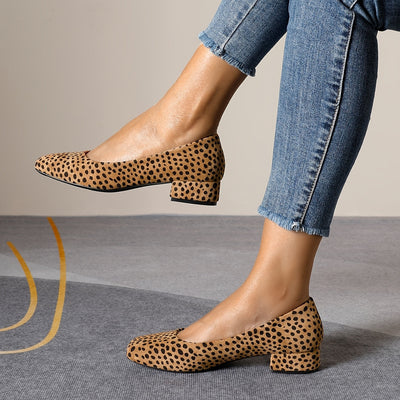 Lena – Dotted Comfort Low Heels