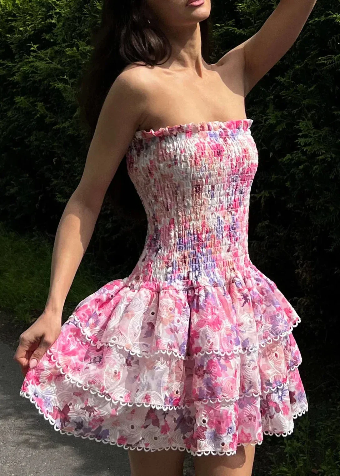 Cecilia | Strapless Floral Dress
