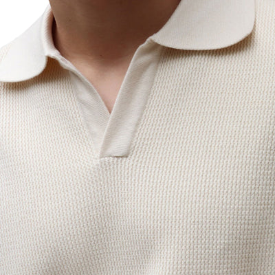 Long Sleeve Knitted Ivory Polo