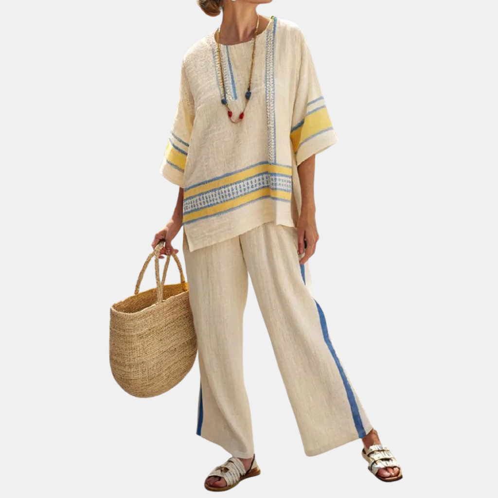 Lucía | Bamboo Linen Stripe Set