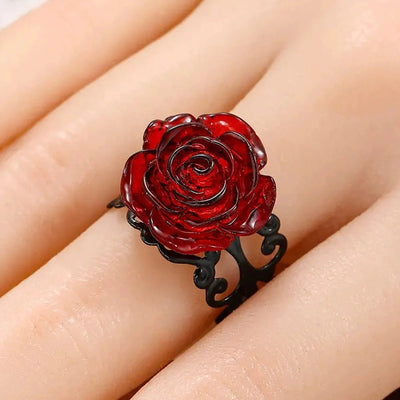 Crimson Thorns Rose Ring