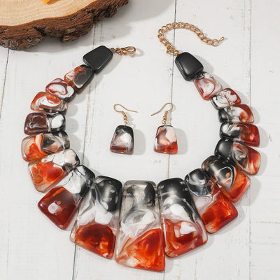 Aurora Resin Necklace & Earring Set