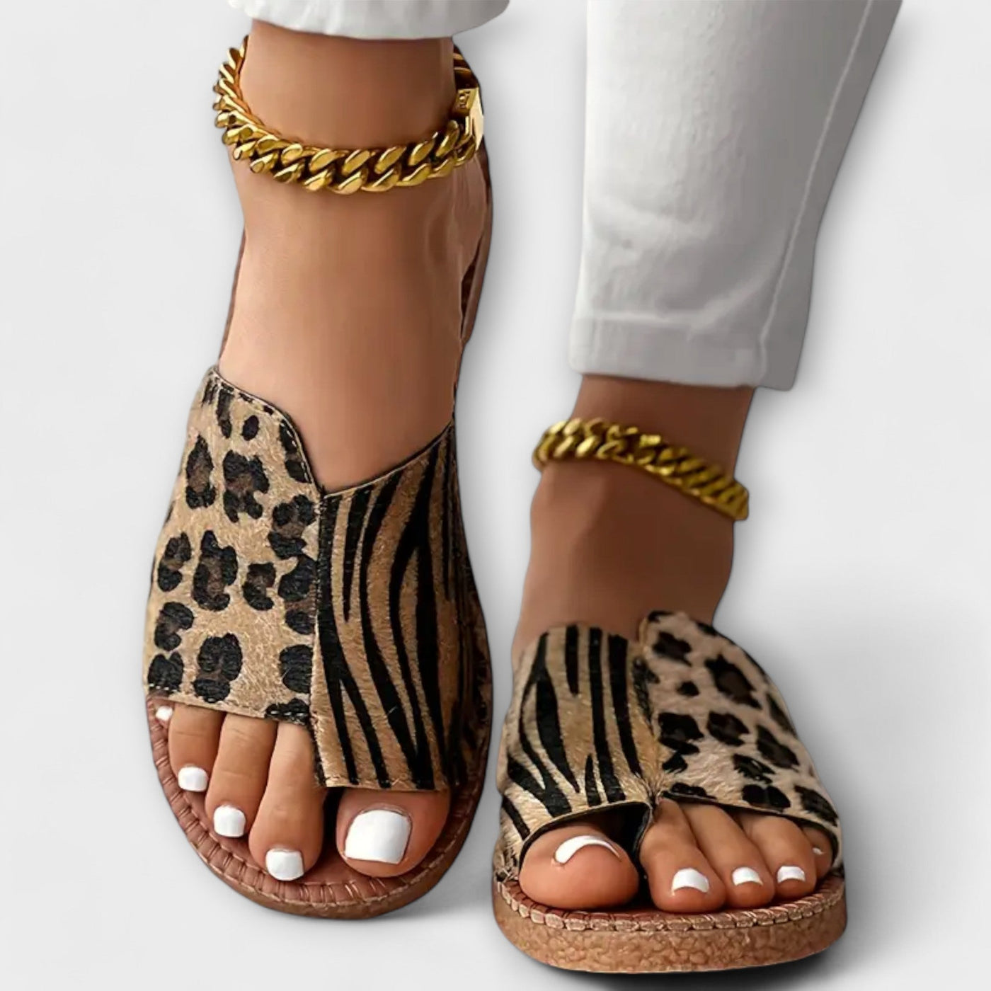 Clara™ - Sandalias de Animal Print Bicolor