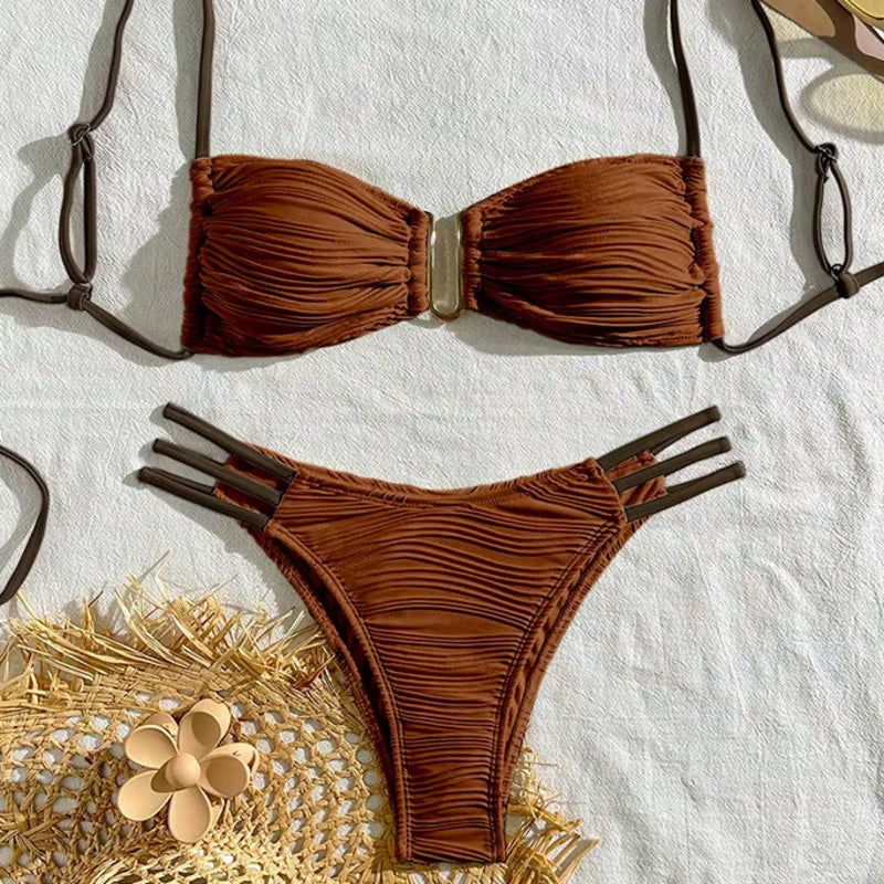 Tulum Ruched Bandeau Bikini Set