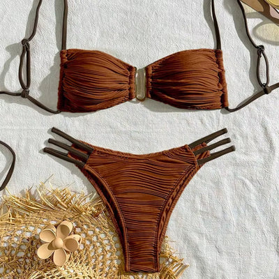 Tulum Ruched Bandeau Bikini Set