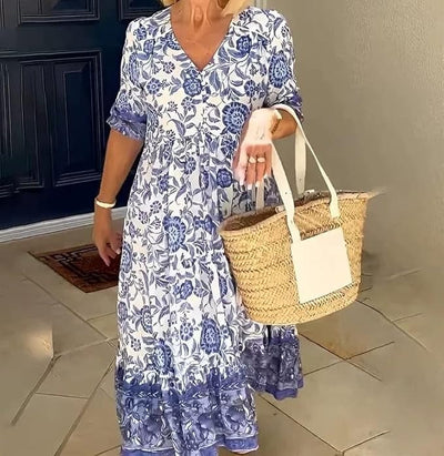 Palma | Elegant Floral Dress with V-Neck