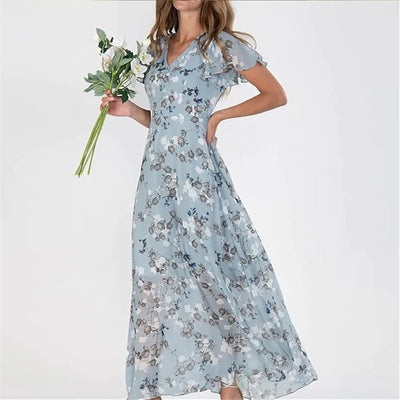 Kaylee | Floral Flutter-Sleeve Maxi Dress