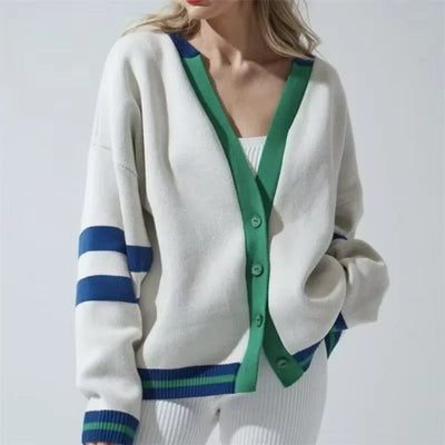 Relaxed V-Neck Knit Cardigan