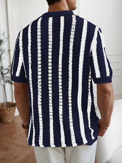 Fiorenzo D'Amico Knit Striped Button-Up Shirt