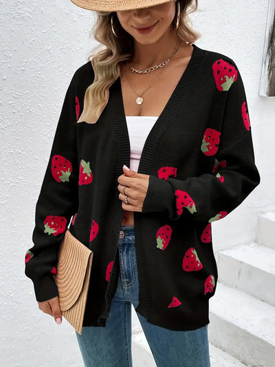 Strawberry Motif Knit Cardigan