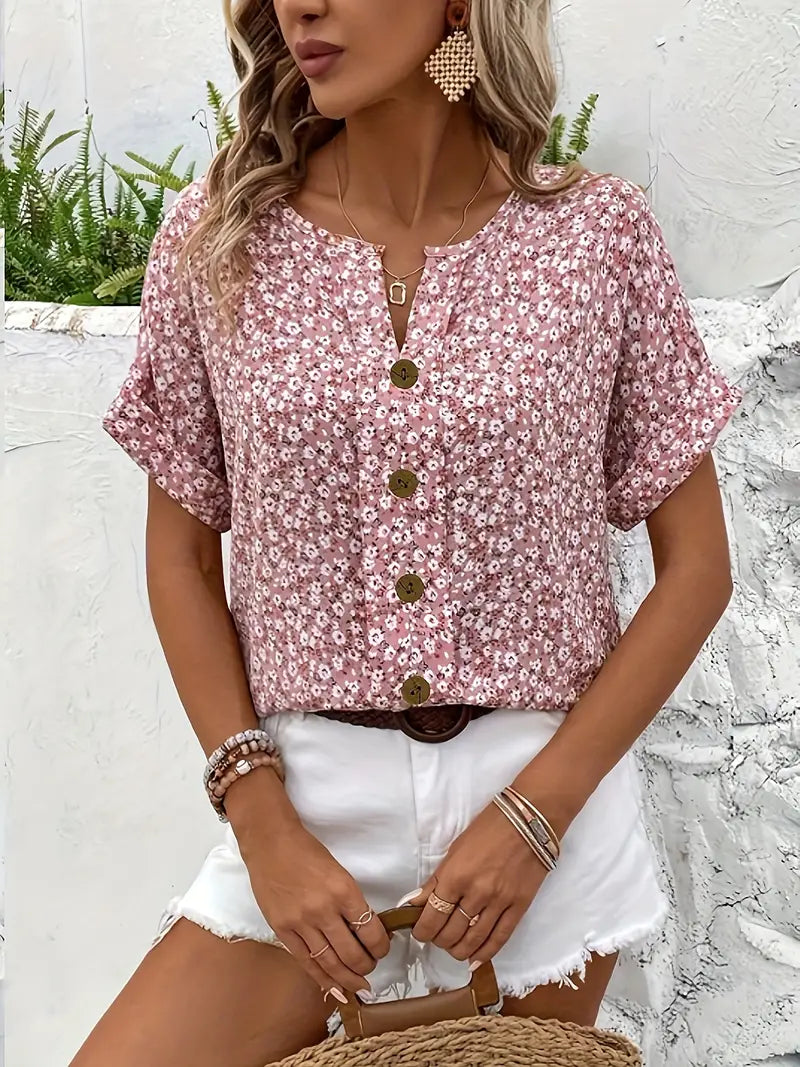 NORTHLINE STUDIO | FLORAL BUTTON BLOUSE