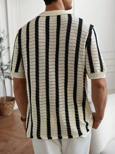 Fiorenzo D'Amico Knit Striped Button-Up Shirt