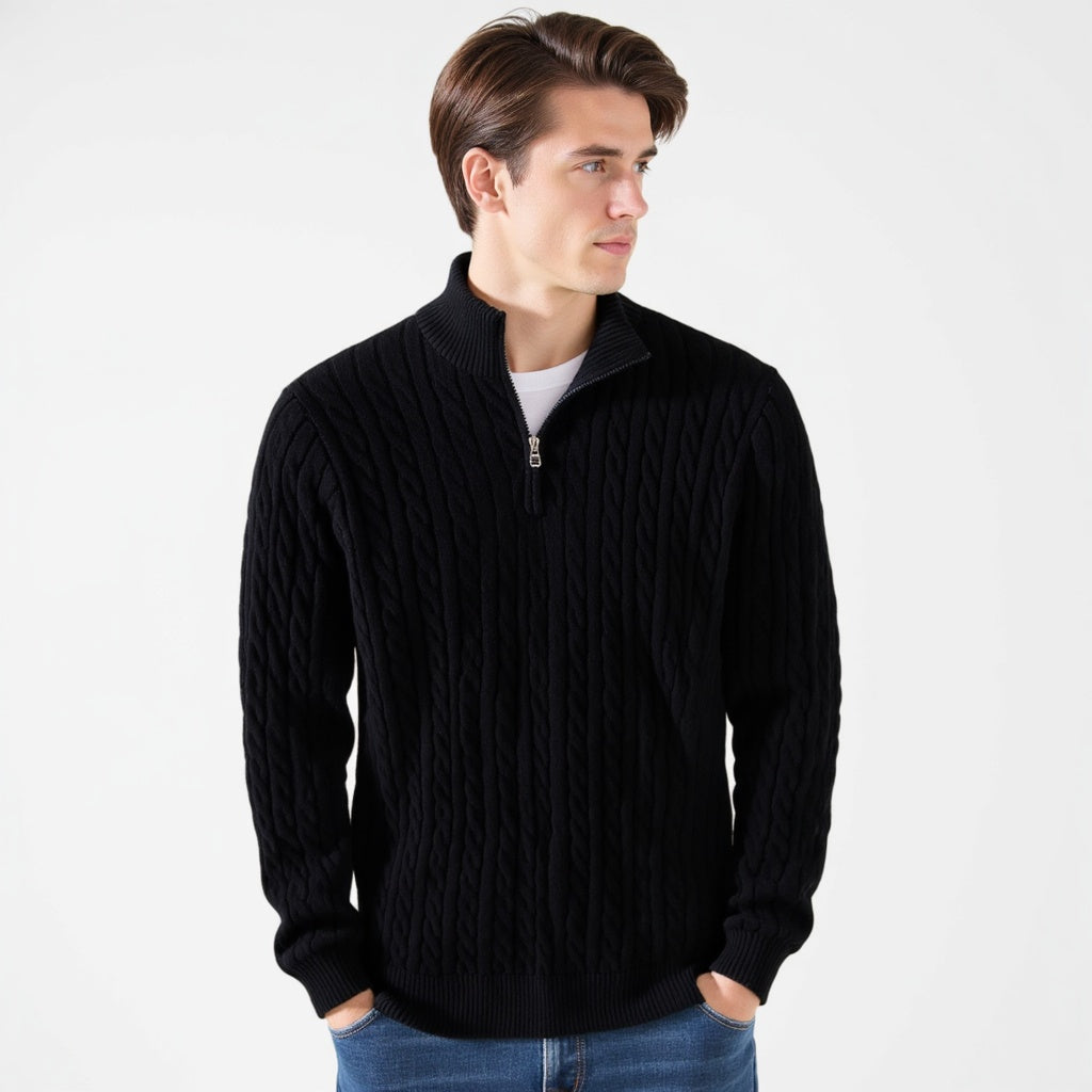 Jordan | Cable Knit Sweater with Zipper