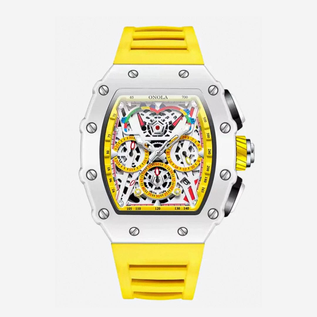 Cairo | Color-Popped Skeleton Dial Futuristic Watch