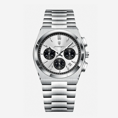 Logan | Sleek Steel Finish Modern Chronograph Build Watch