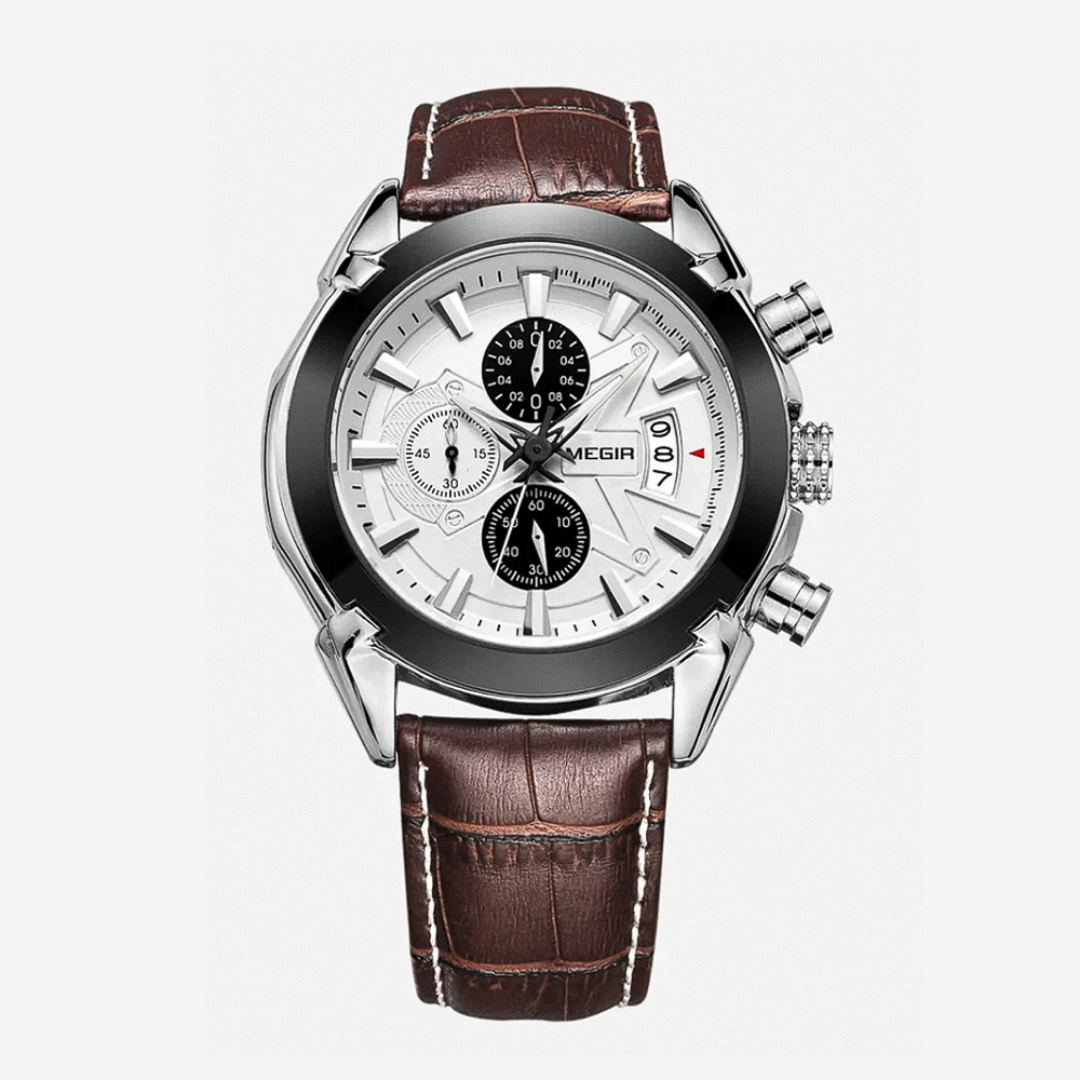 Jaxon | Sophisticated Leather Finish Bold Chronograph Watch