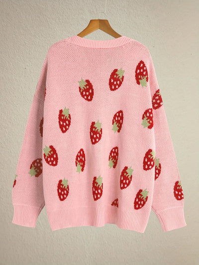 Strawberry Motif Knit Cardigan