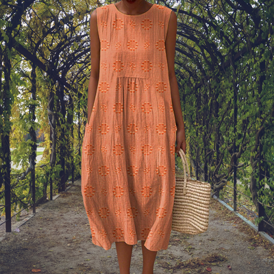 Aikaterini | Elegant sleeveless cotton dress with pockets