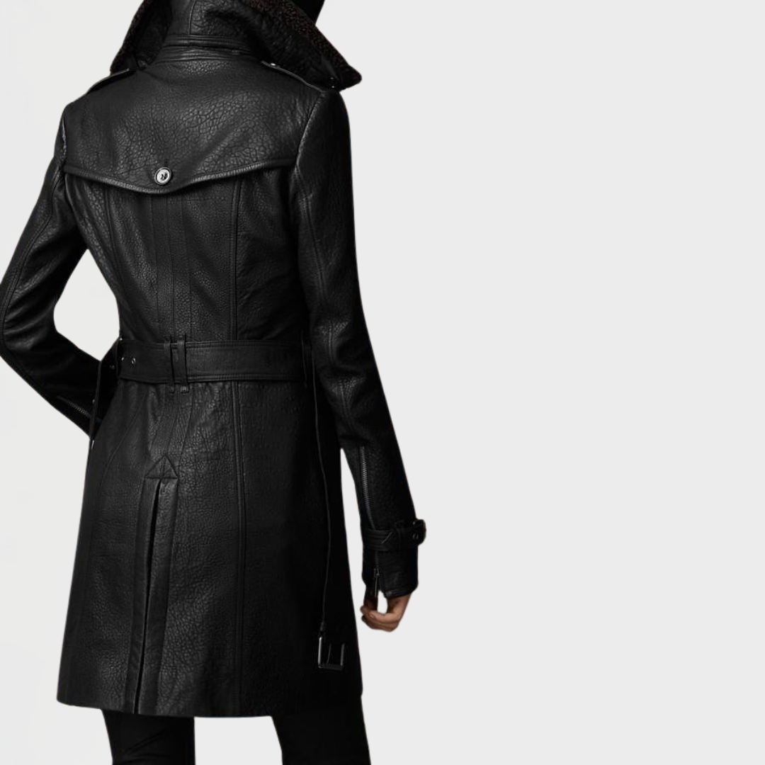 Susan - Elegant 3/4 Leather Coat