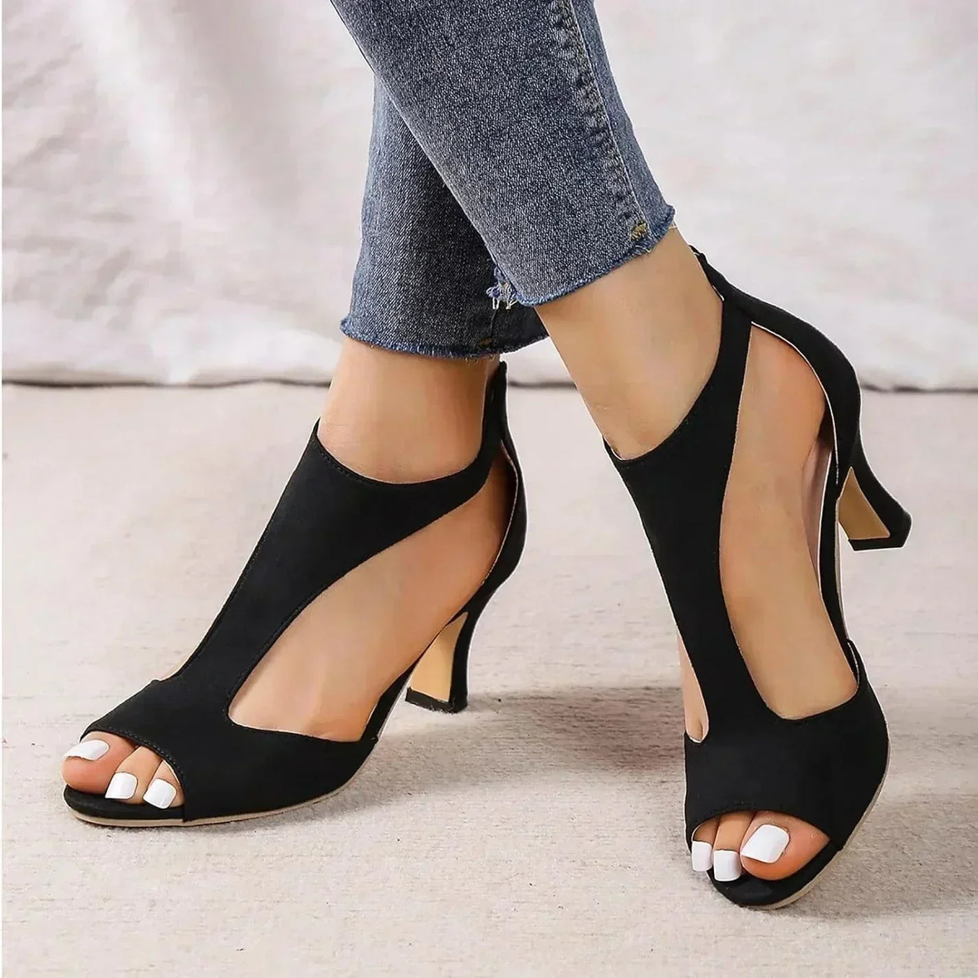 Bella - Chic Back Zipper Stiletto Sandals