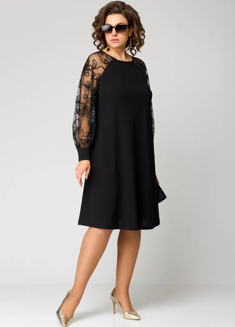 Bernice | Sheer Sleeve A-Line Dress