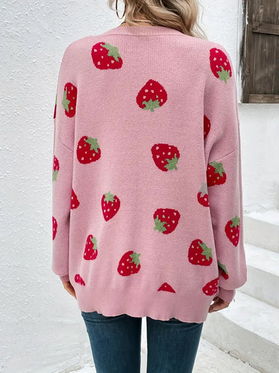 Strawberry Motif Knit Cardigan