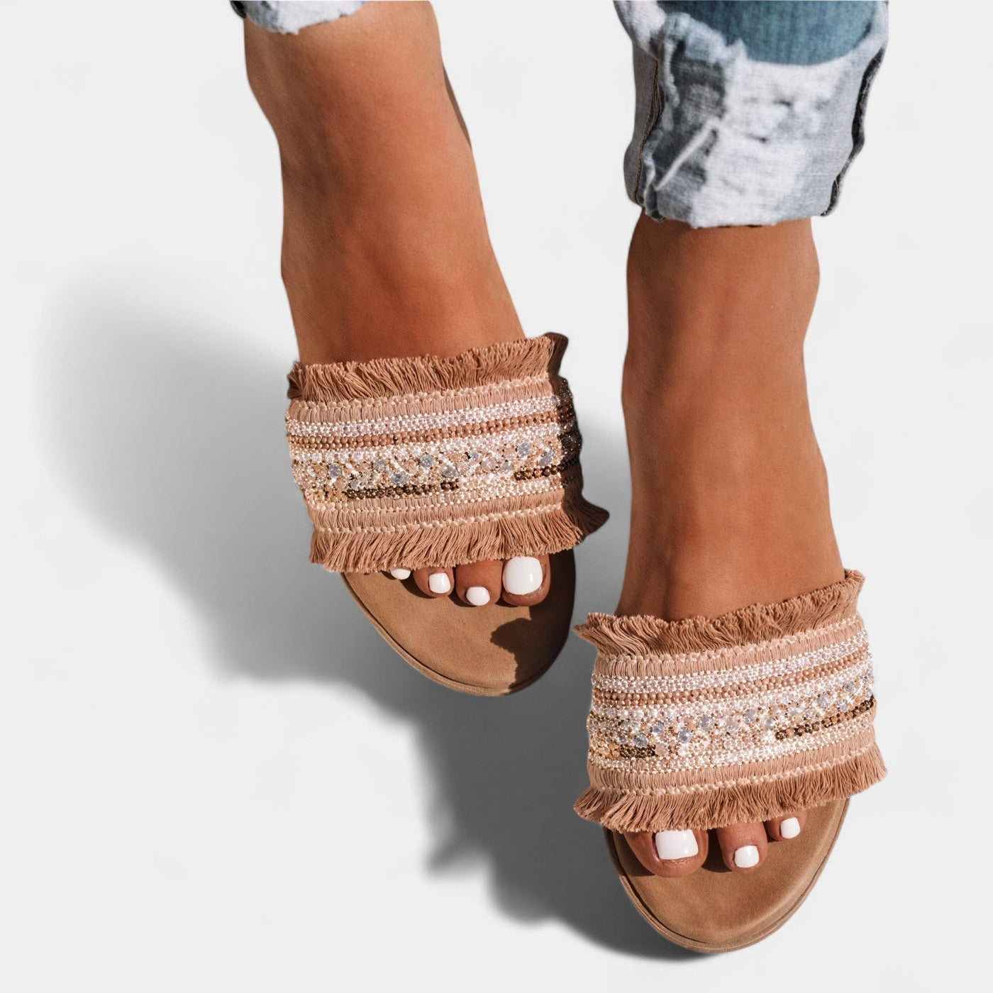 CELINA™ – Sandalias planas con cuentas y estilo bohemio