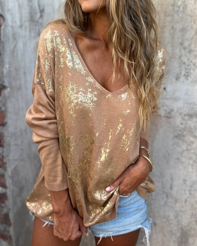 NORTHLINE STUDIO | RELAXED METALLIC KNIT TOP