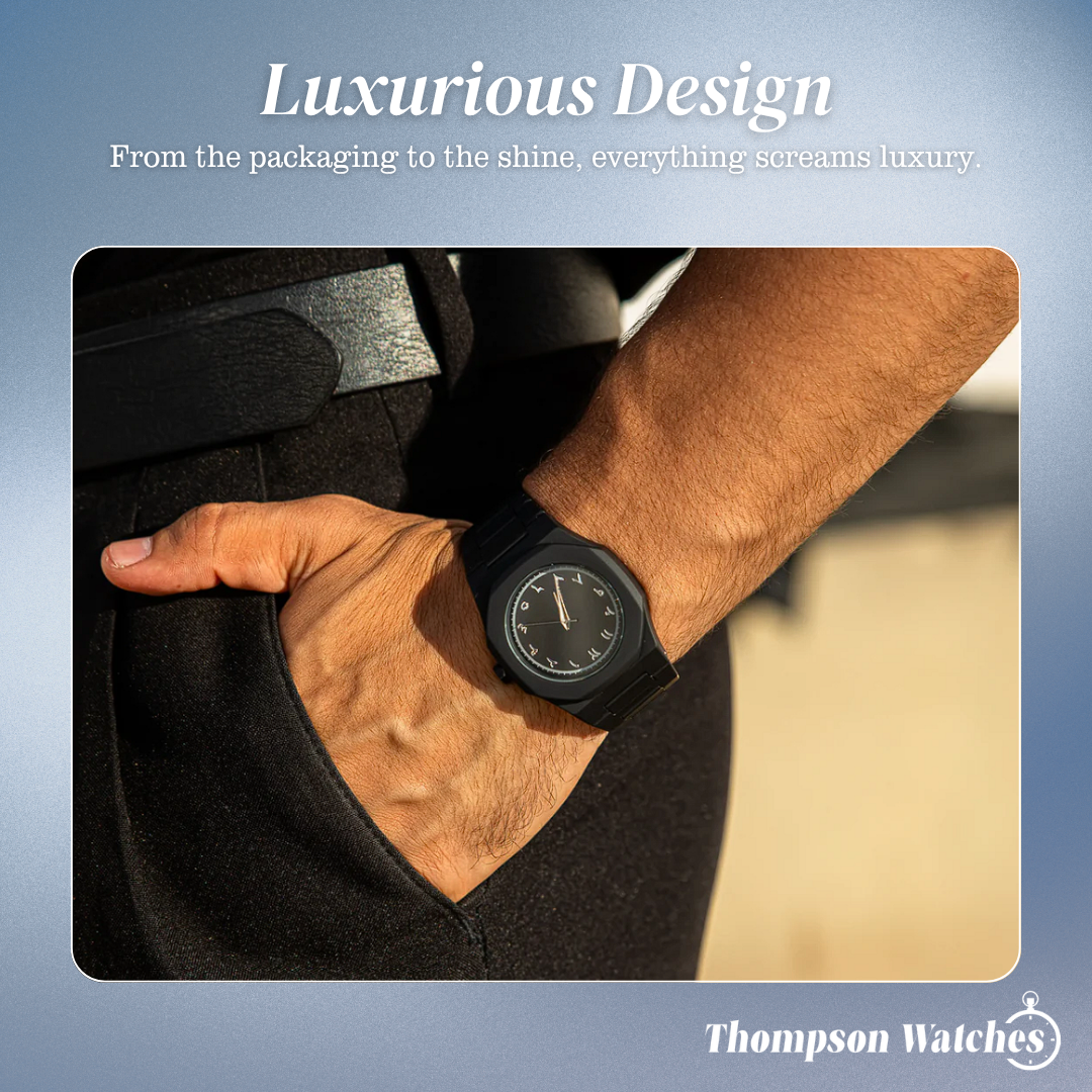 Zain | Distinct Arabic Numerals Bold All-Black Minimalism Watch