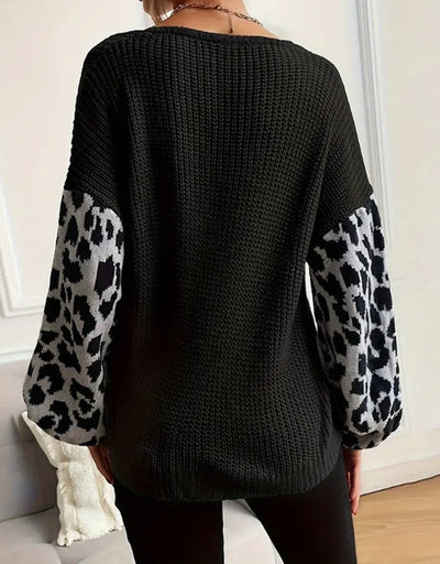 Leopard Drape Knit Sweater