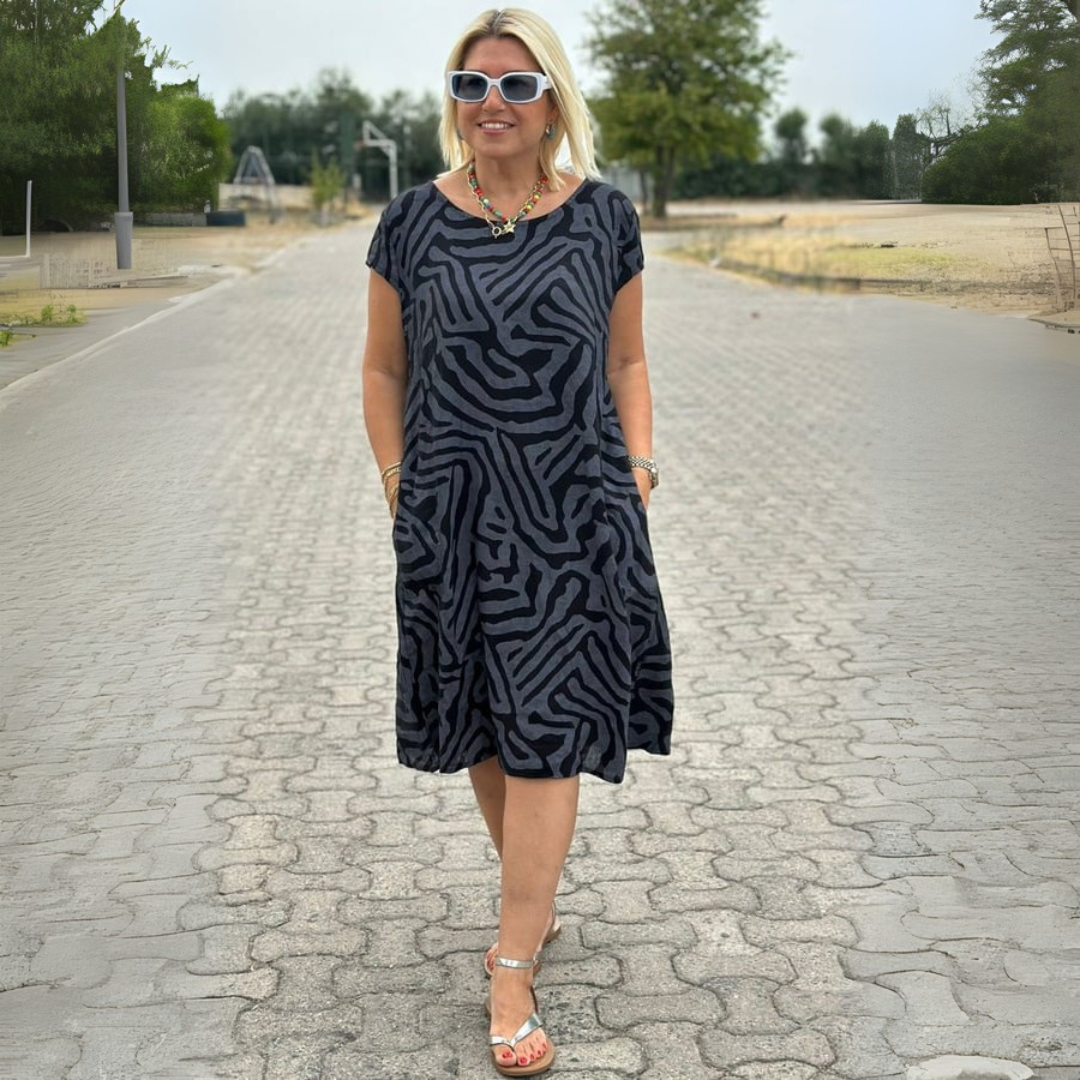 Nelia | Summer Dress with Round Neck and Beautiful Print