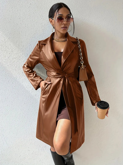 Elegant Leather Jacket Coat