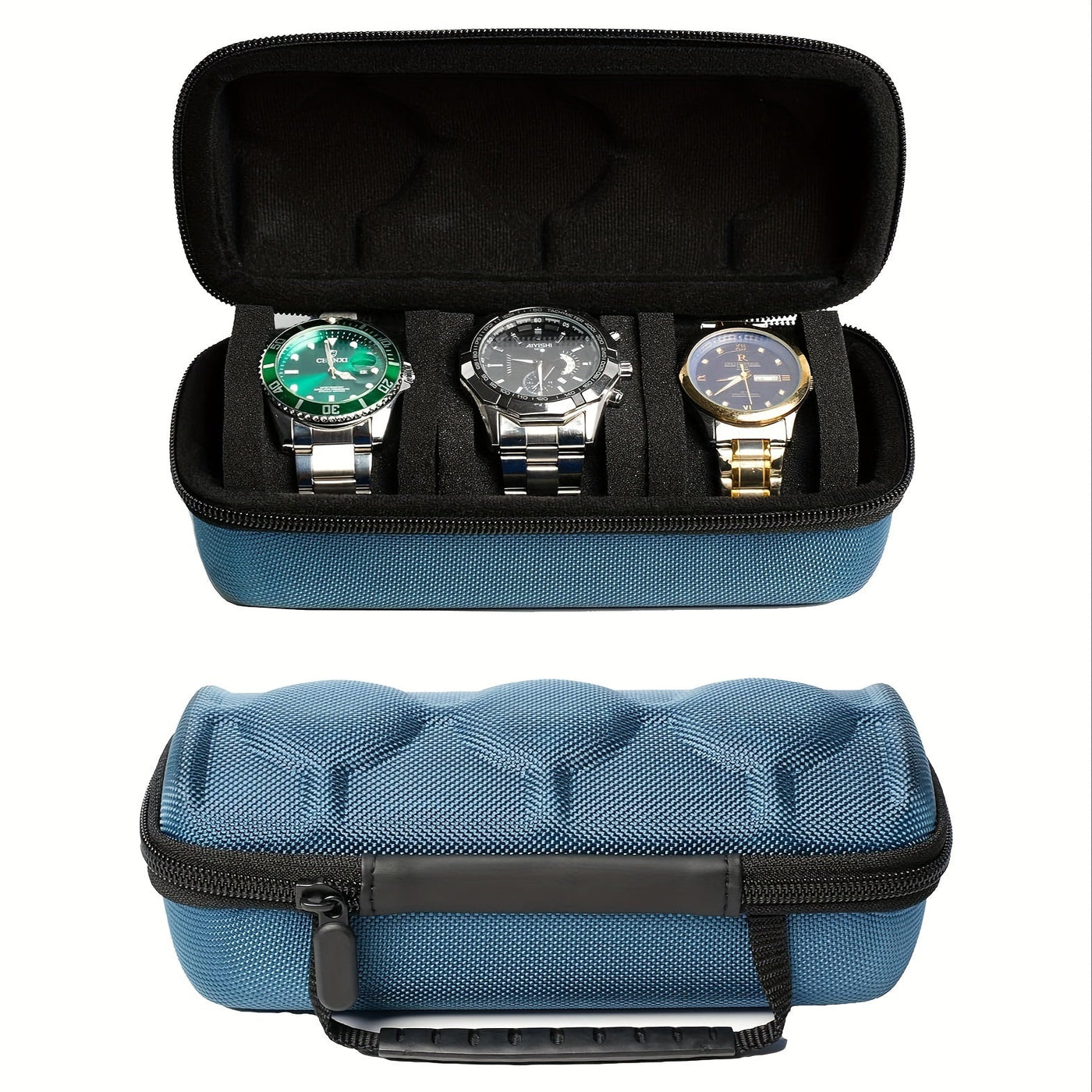 Rovan – 3-Slot Watch Organizer for Travel with Anti-Movement Watch Cushion