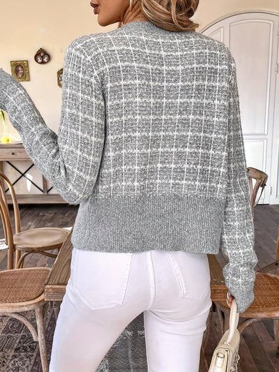 Emily | Women’s Tweed Button Front Knit Cardigan