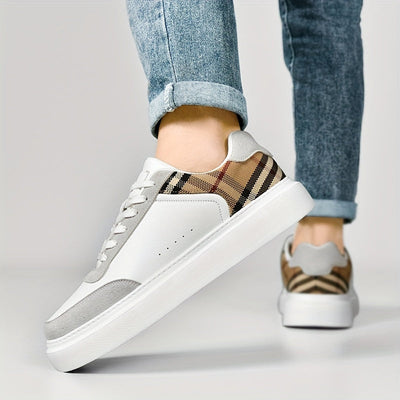 Cesare Bellandi Plaid Streetwear Leather Sneakers