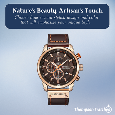 Jacob | Stylish Men’s Chronograph Watch with Brown Leather Strap | 47mm