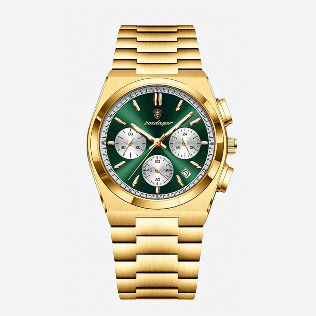 Logan | Sleek Steel Finish Modern Chronograph Build Watch