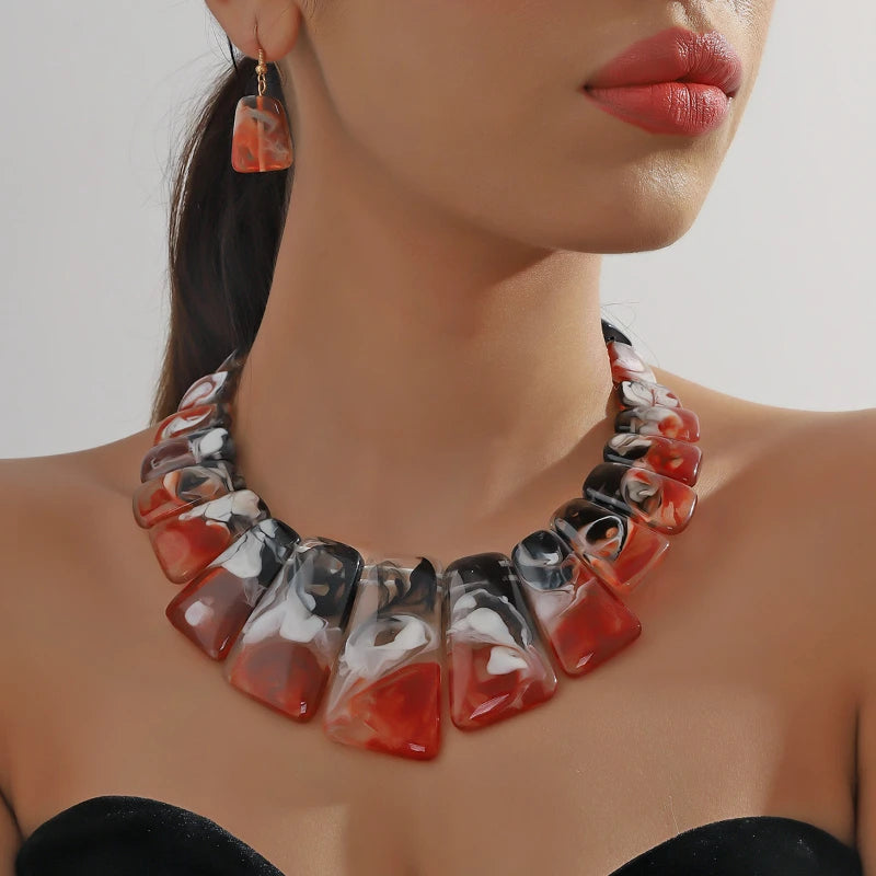 Aurora Resin Necklace & Earring Set