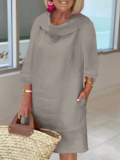 Zerena - Casual Cotton Pile Collar Dress